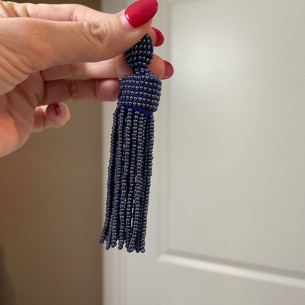 Navy drop down earrings - Picture 2 of 4